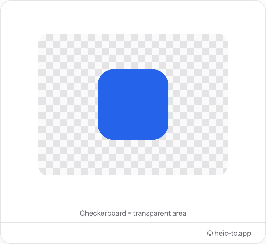 Schachbrettmuster, das einen transparenten Hintergrund rund um ein blaues Icon nach der Umwandlung in PNG zeigt